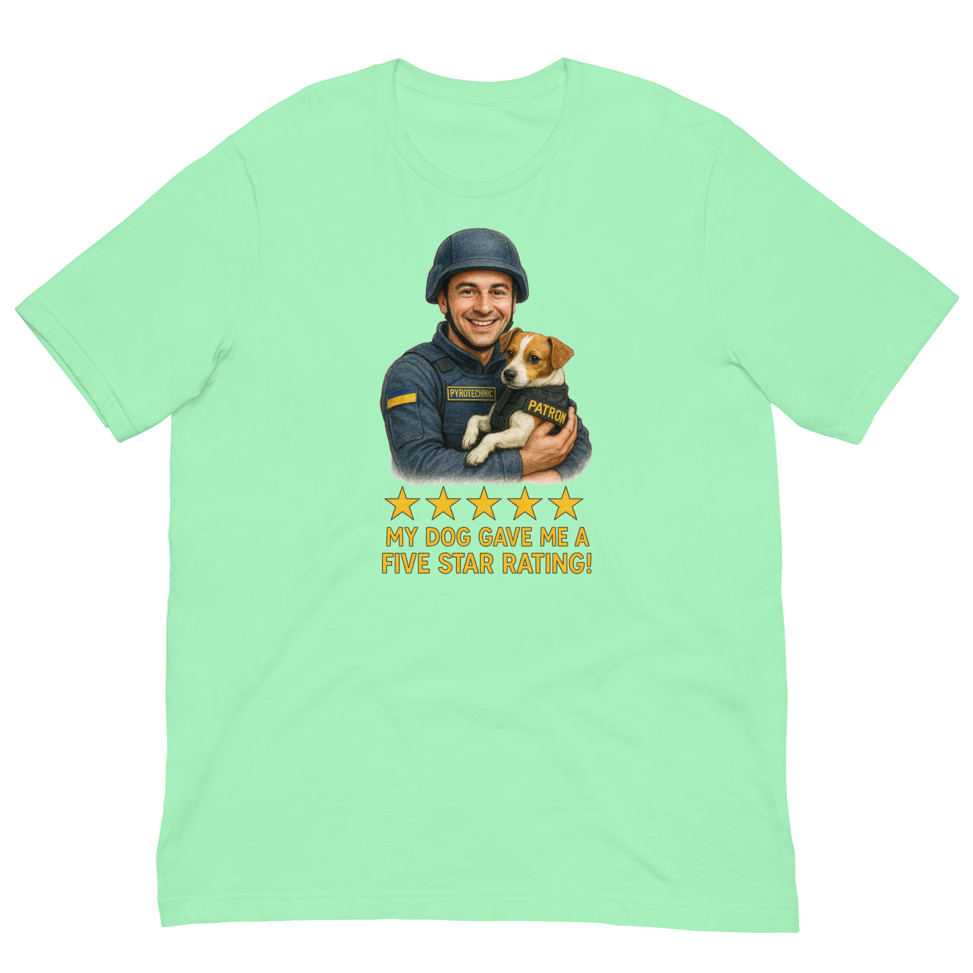 Brunette Man with Patron graphic tee.