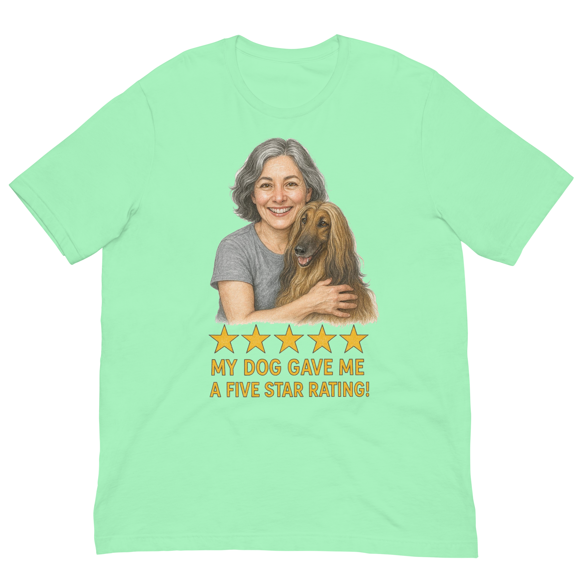 Salt & Pepper Woman with Afghan Hound graphic tee - mint