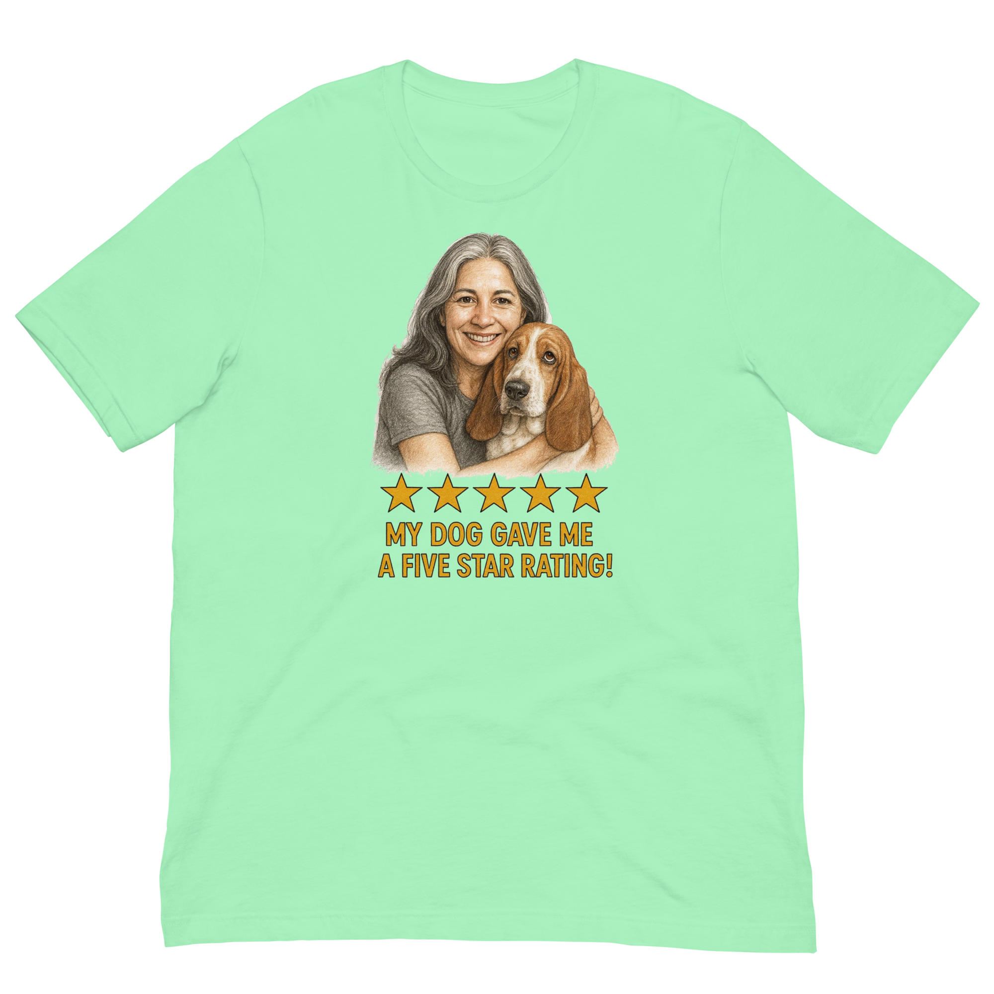 Salt & Pepper Woman with Basset Hound graphic tee - mint