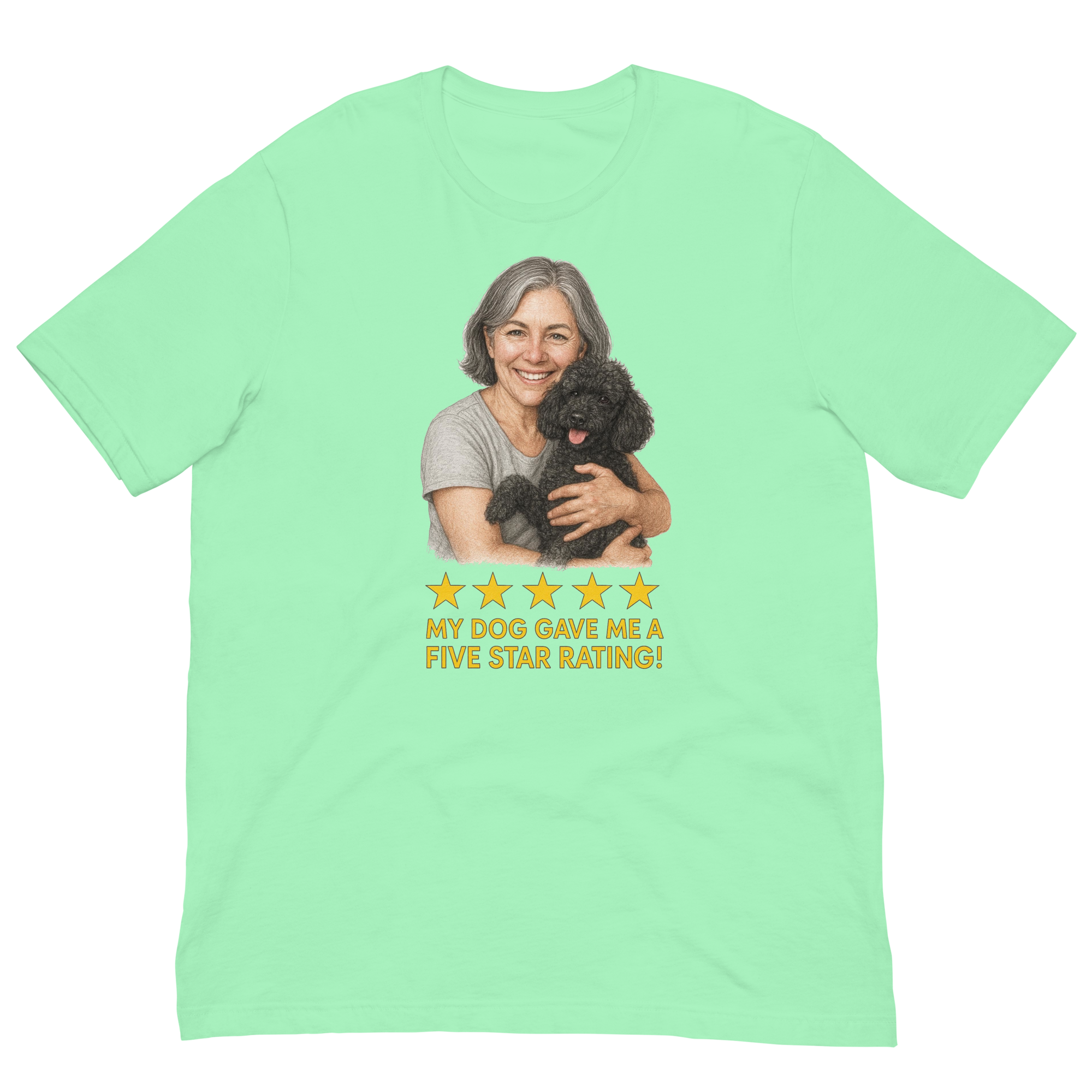 Salt & Pepper Woman with Black Poodle graphic tee - mint