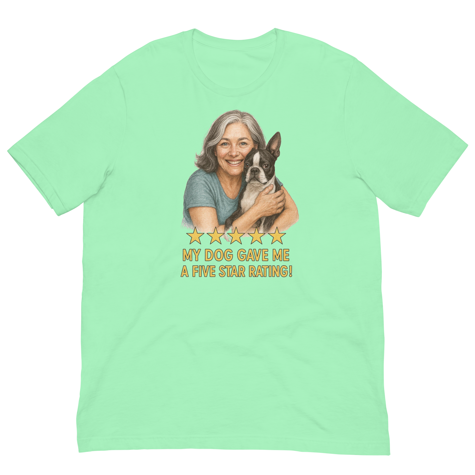 Salt & Pepper Woman with Boston Terrier graphic tee - mint