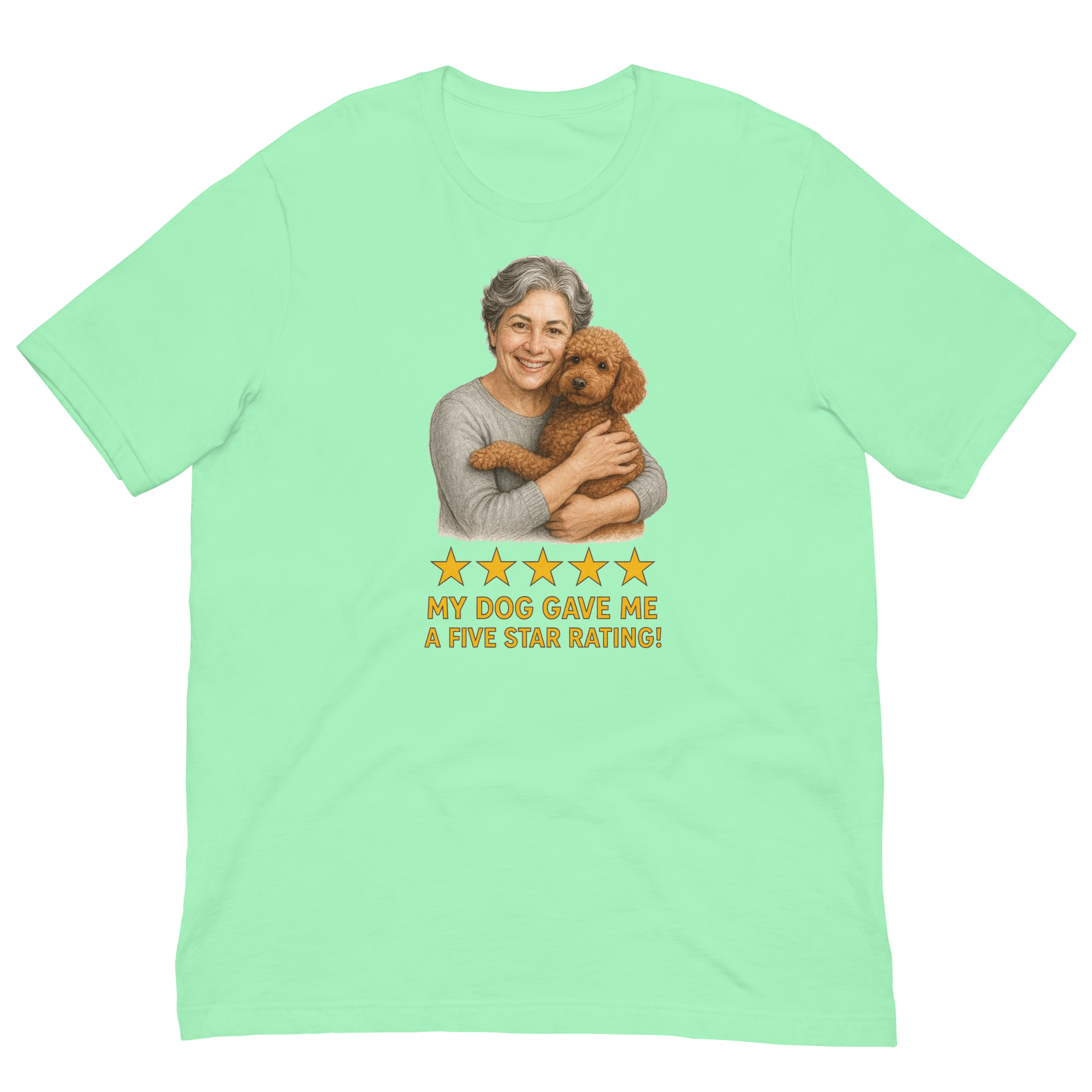Salt & Pepper Woman with Brown Poodle graphic tee - mint