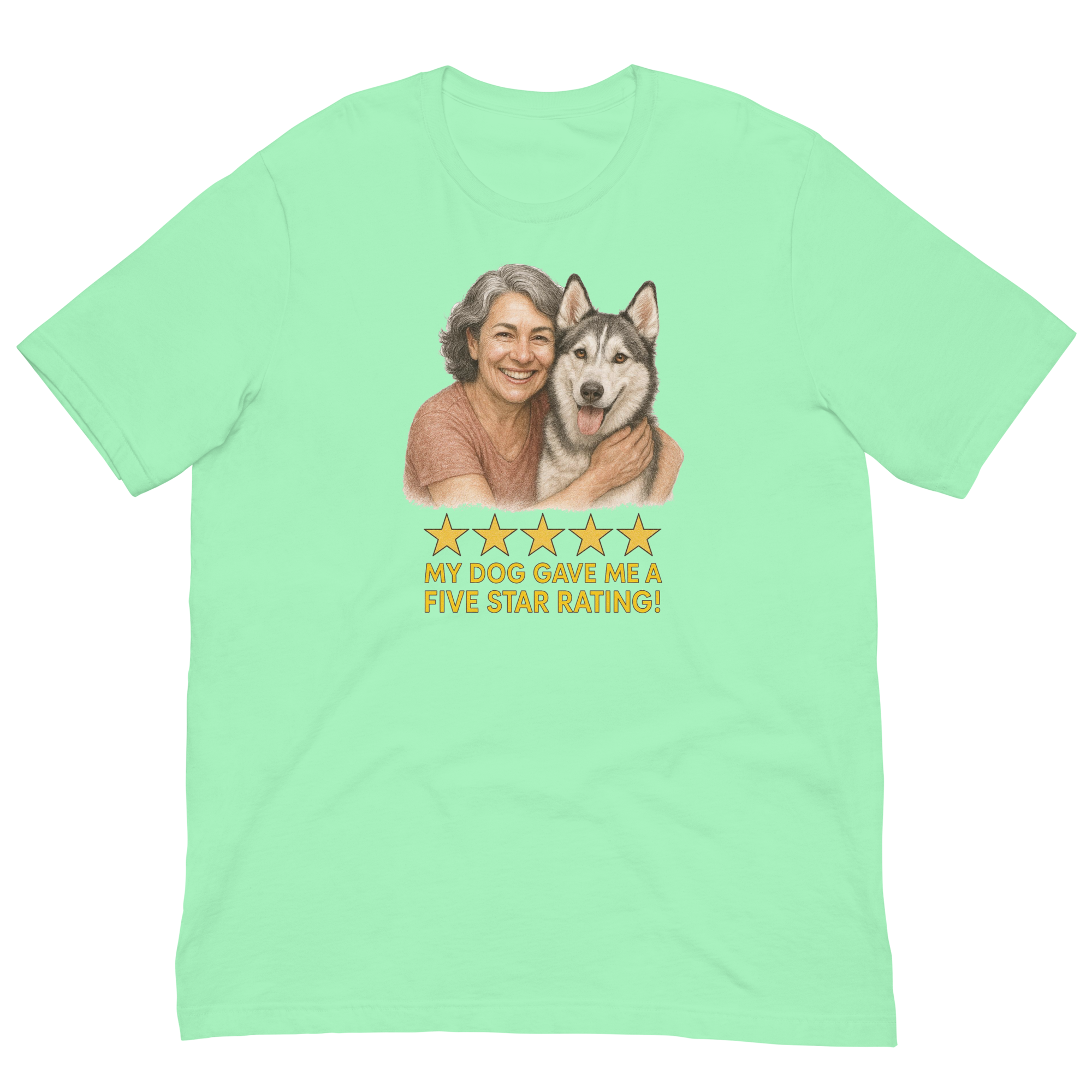 Salt & Pepper Woman with Alaskan Husky graphic tee - mint