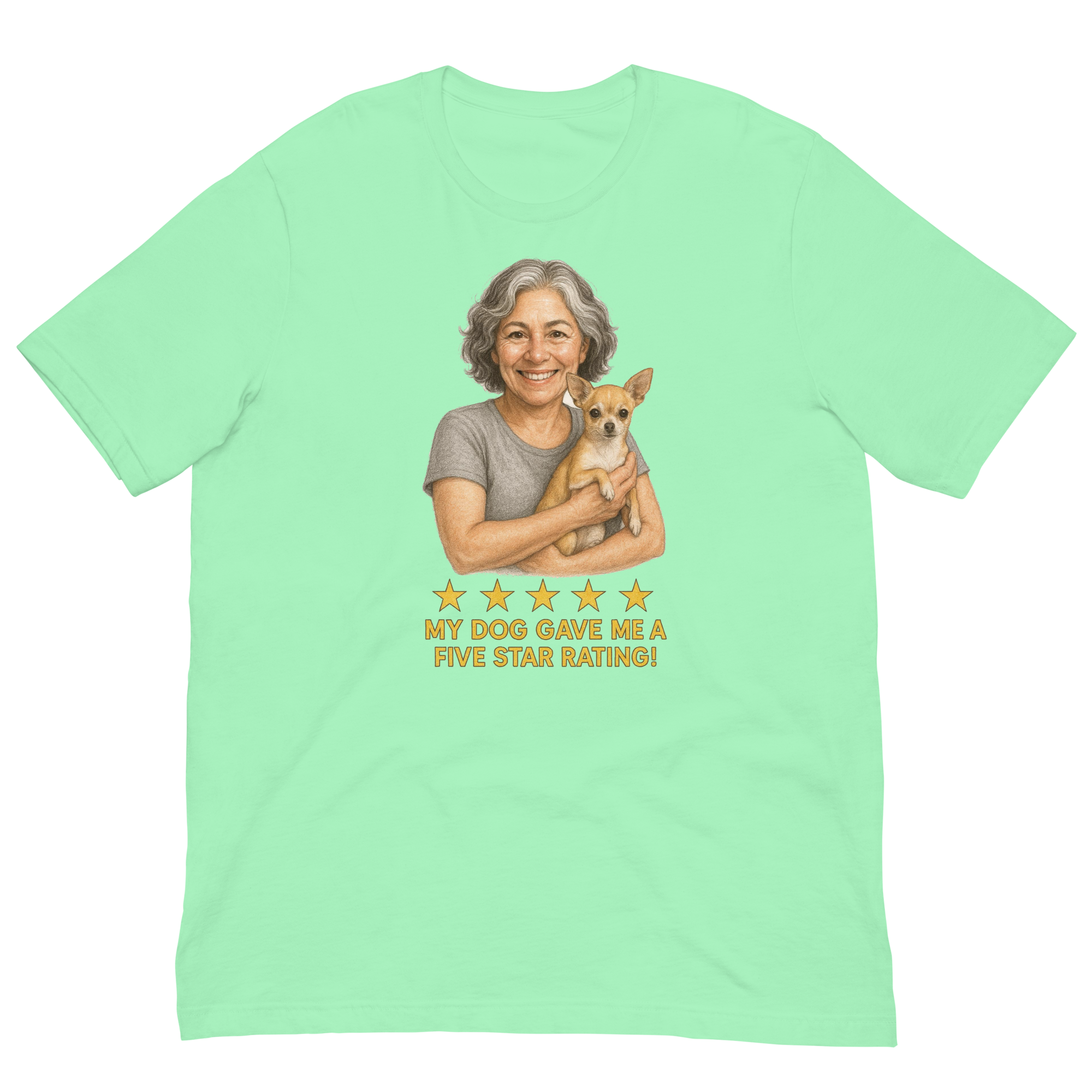 Salt & Pepper Woman with Chihuahua graphic tee - mint