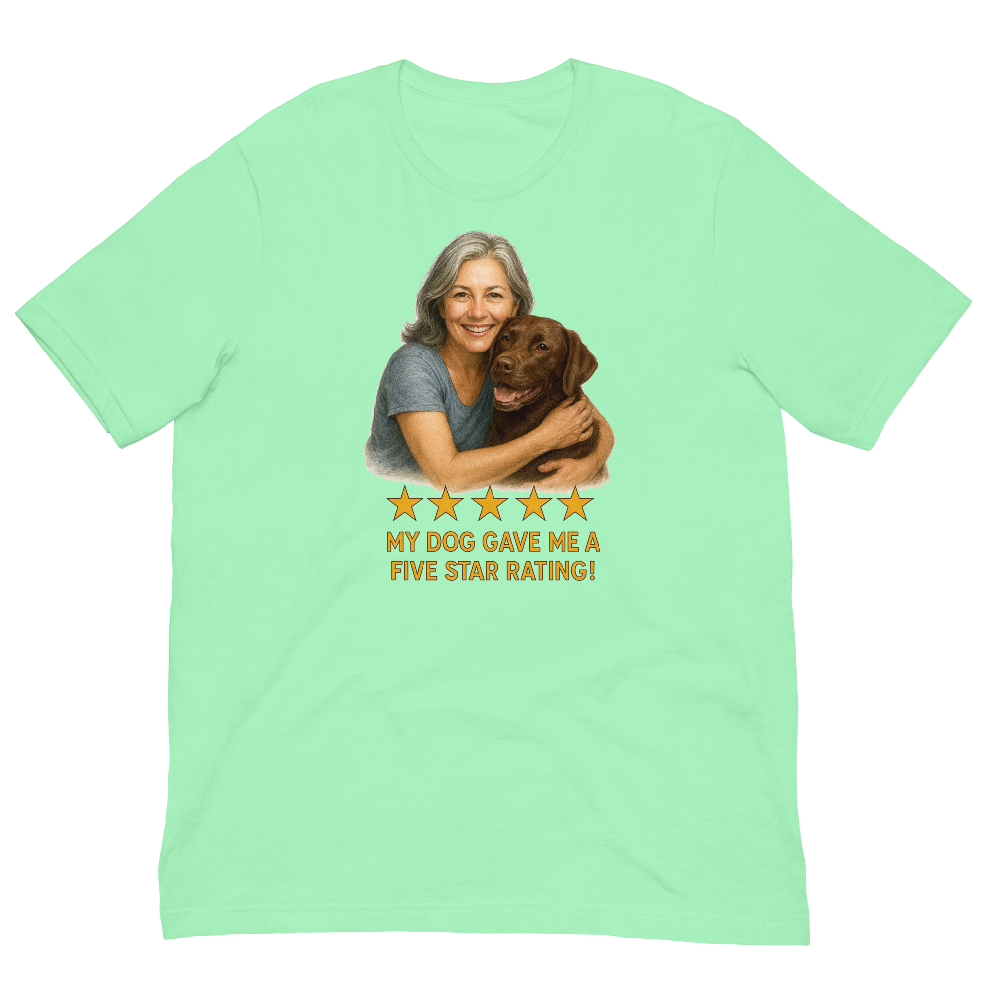 Salt & Pepper Woman with Chocolate Labrador graphic tee - mint