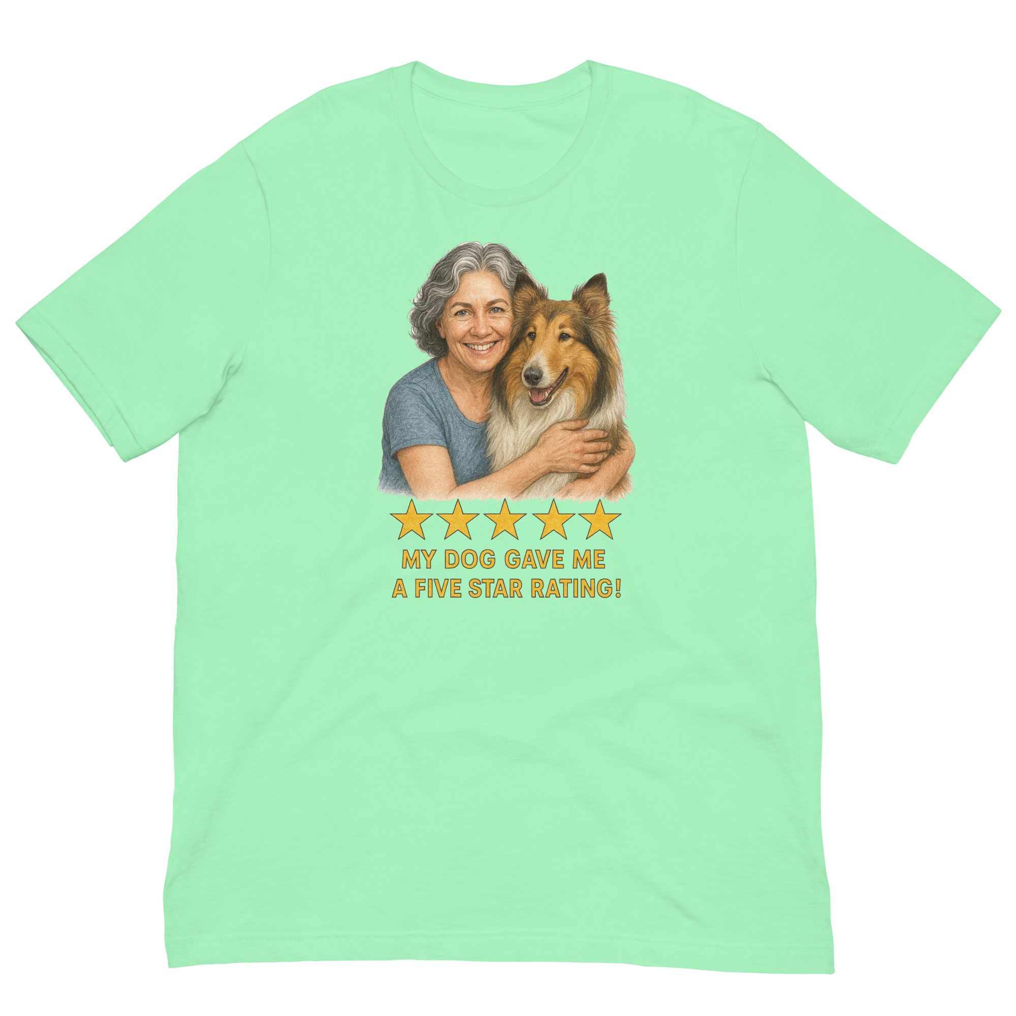 Salt & Pepper Woman with Collie graphic tee - mint