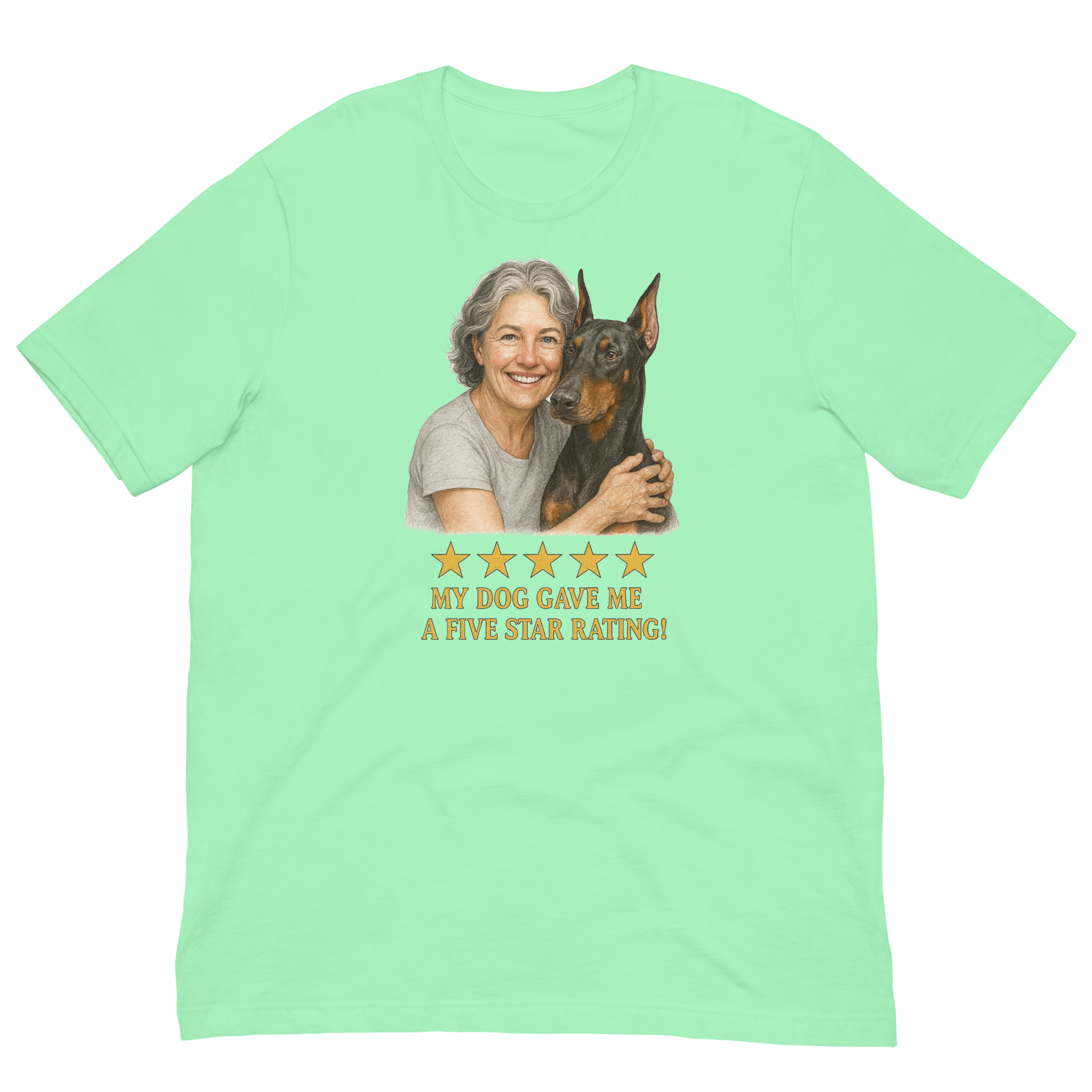 Salt & Pepper Woman with Doberman Pinscher graphic tee - mint