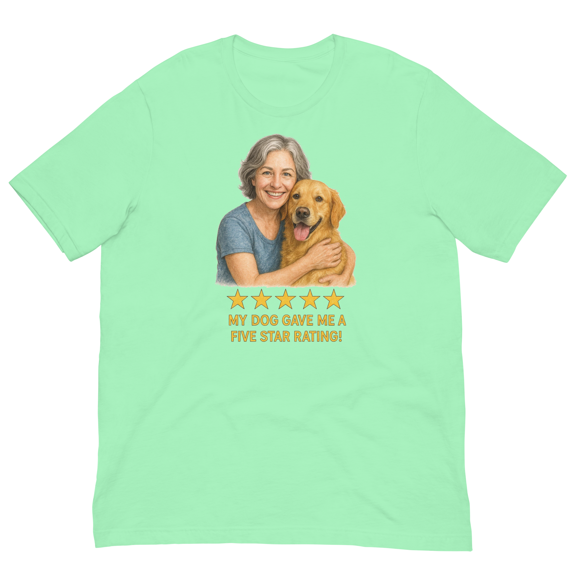 Salt & Pepper Woman with Golden Retriever graphic tee - mint