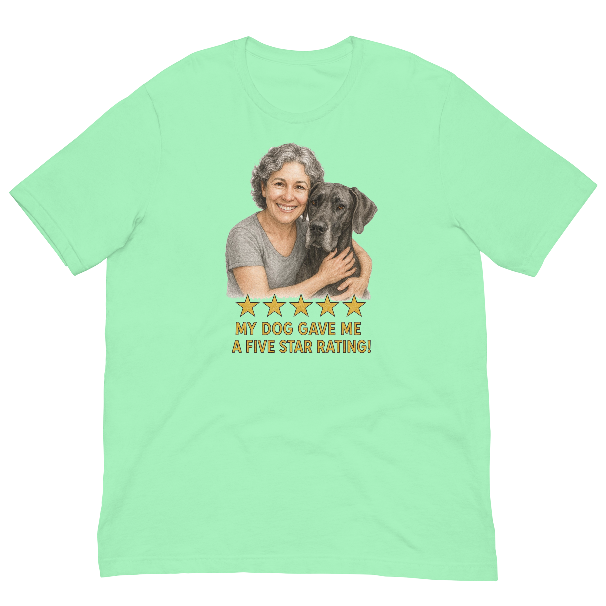 Salt & Pepper Woman with Great Dane graphic tee - mint