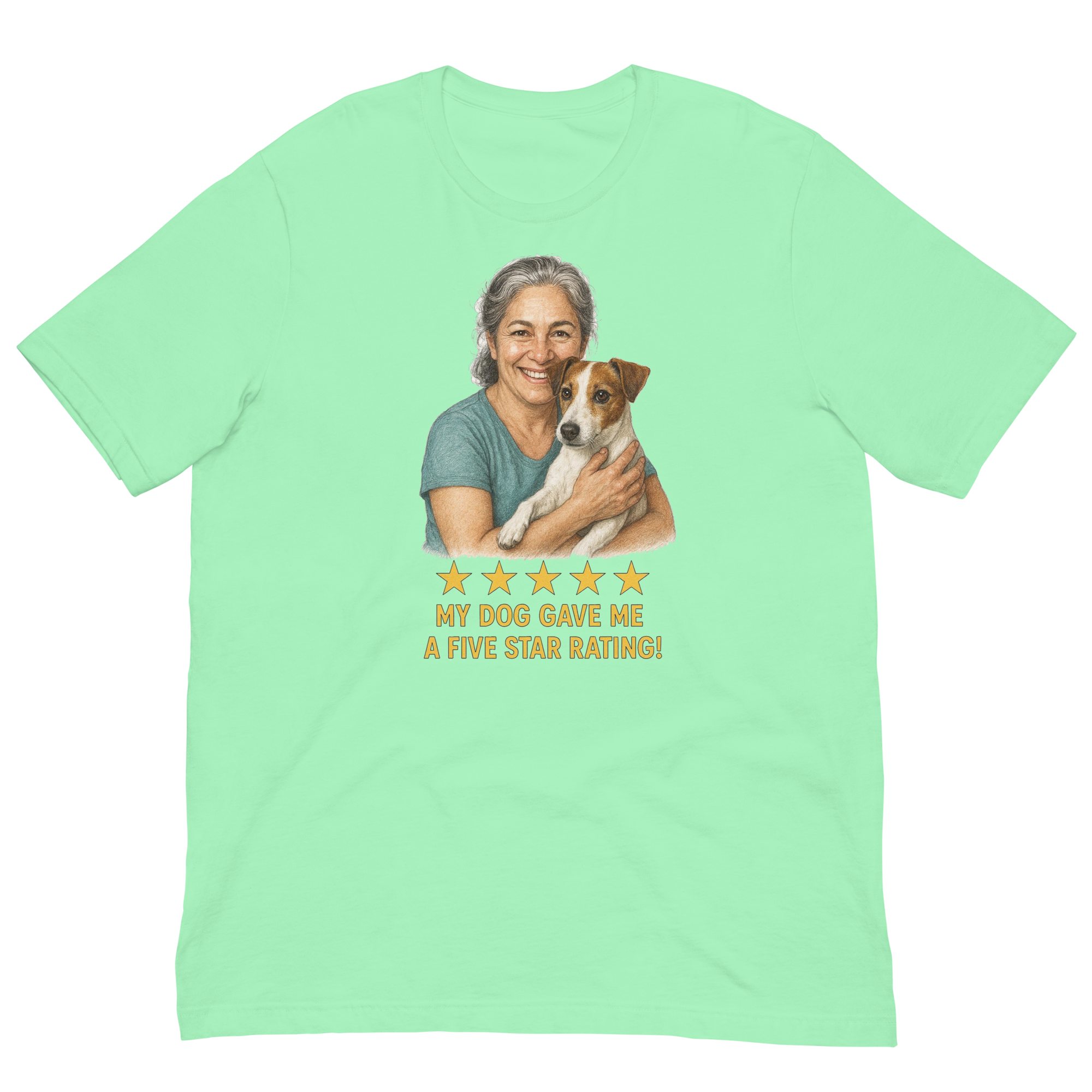 Salt & Pepper Woman with Jack Russell Terrier graphic tee - mint