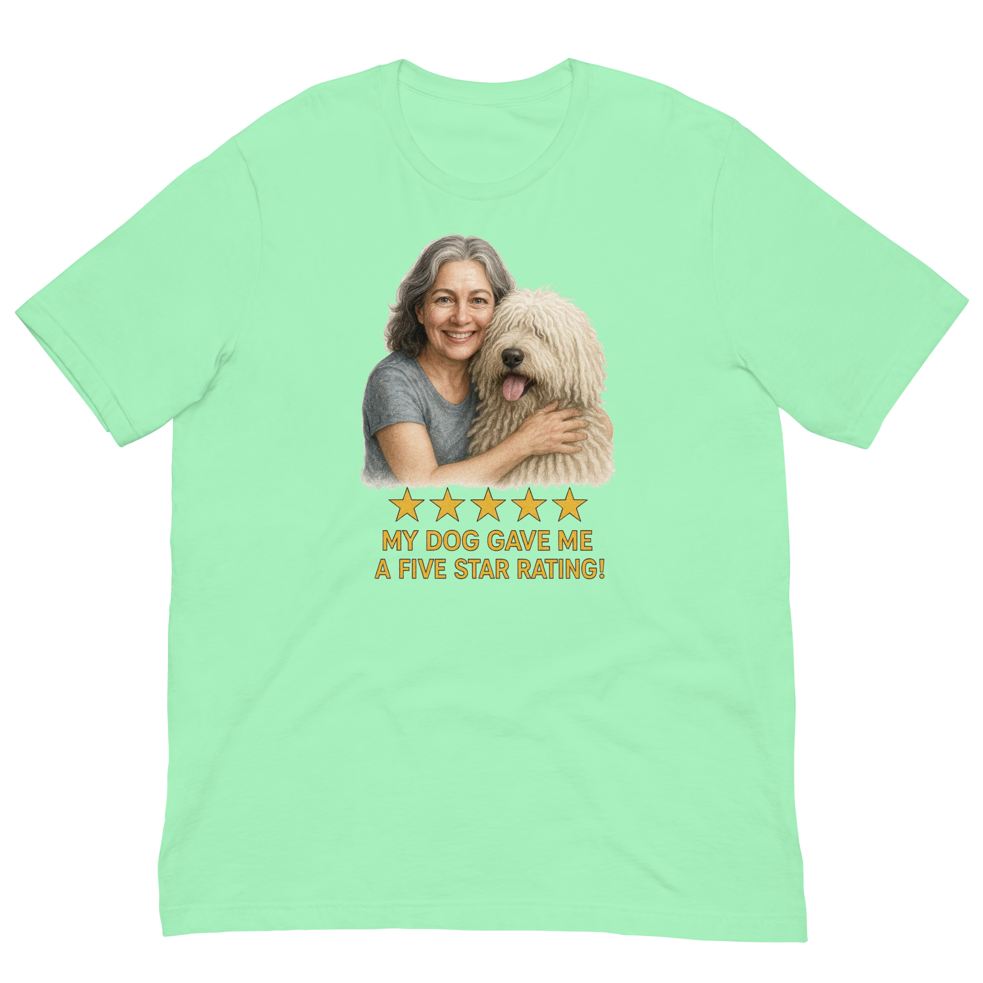 Salt & Pepper Woman with Komondor graphic tee - mint