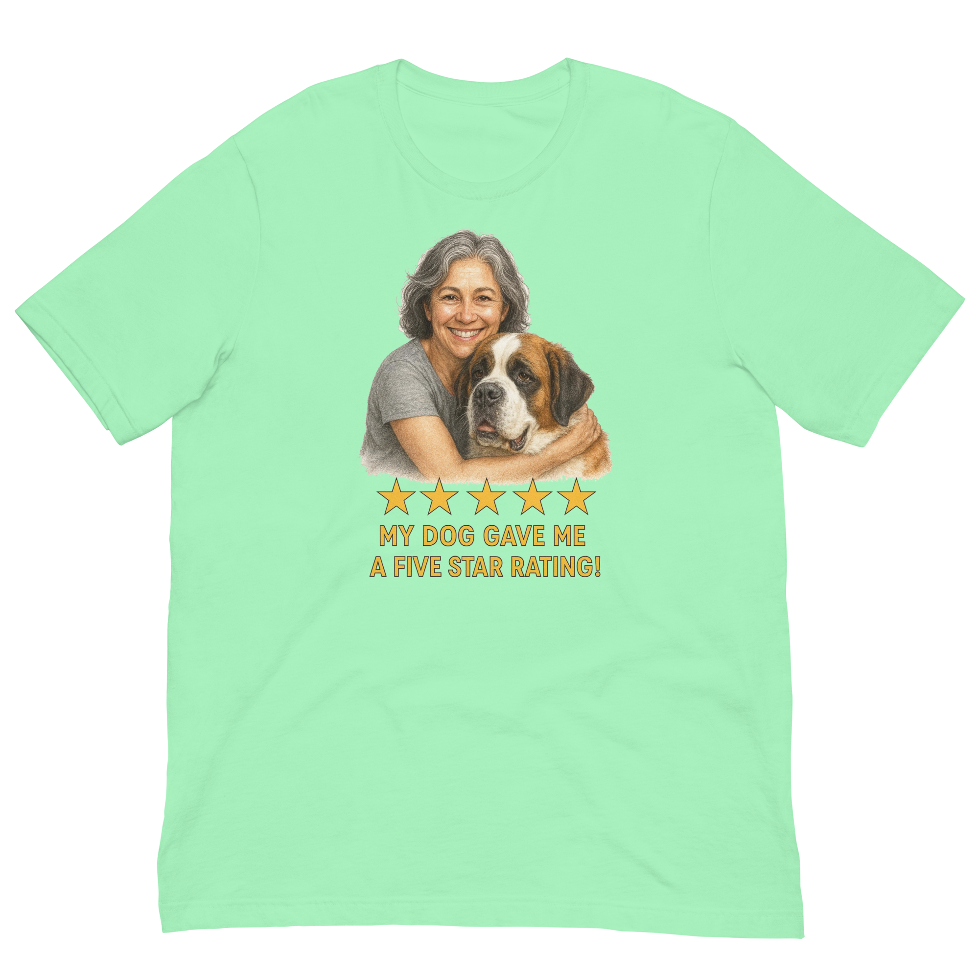 Salt & Pepper Woman with Saint Bernard graphic tee - mint