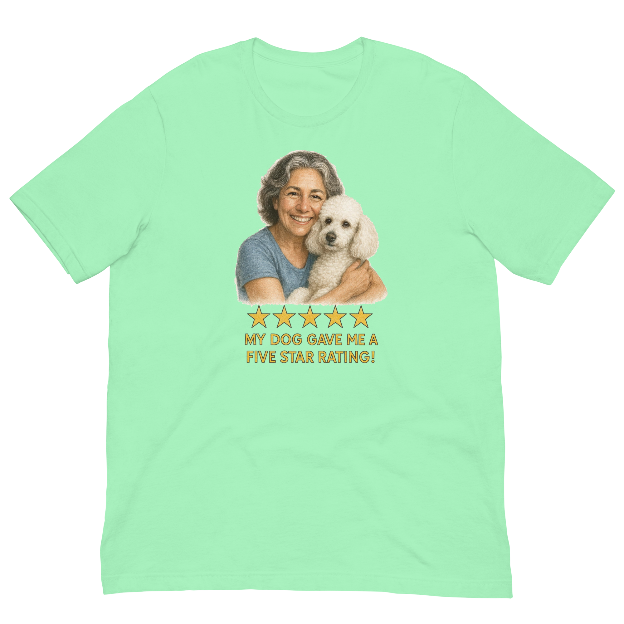 Salt & Pepper Woman with White Poodle graphic tee - mint