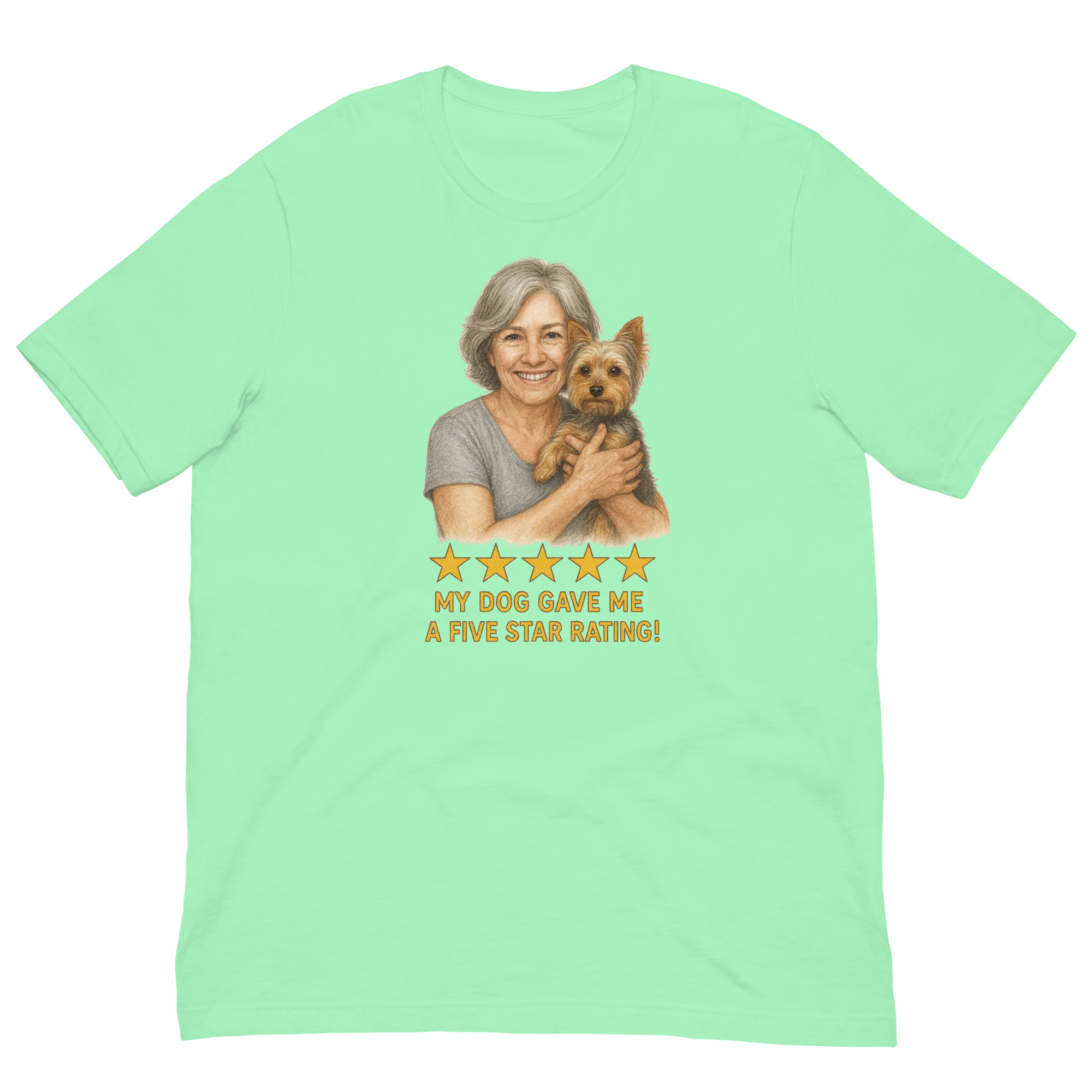Salt & Pepper Woman with Yorkie graphic tee - mint