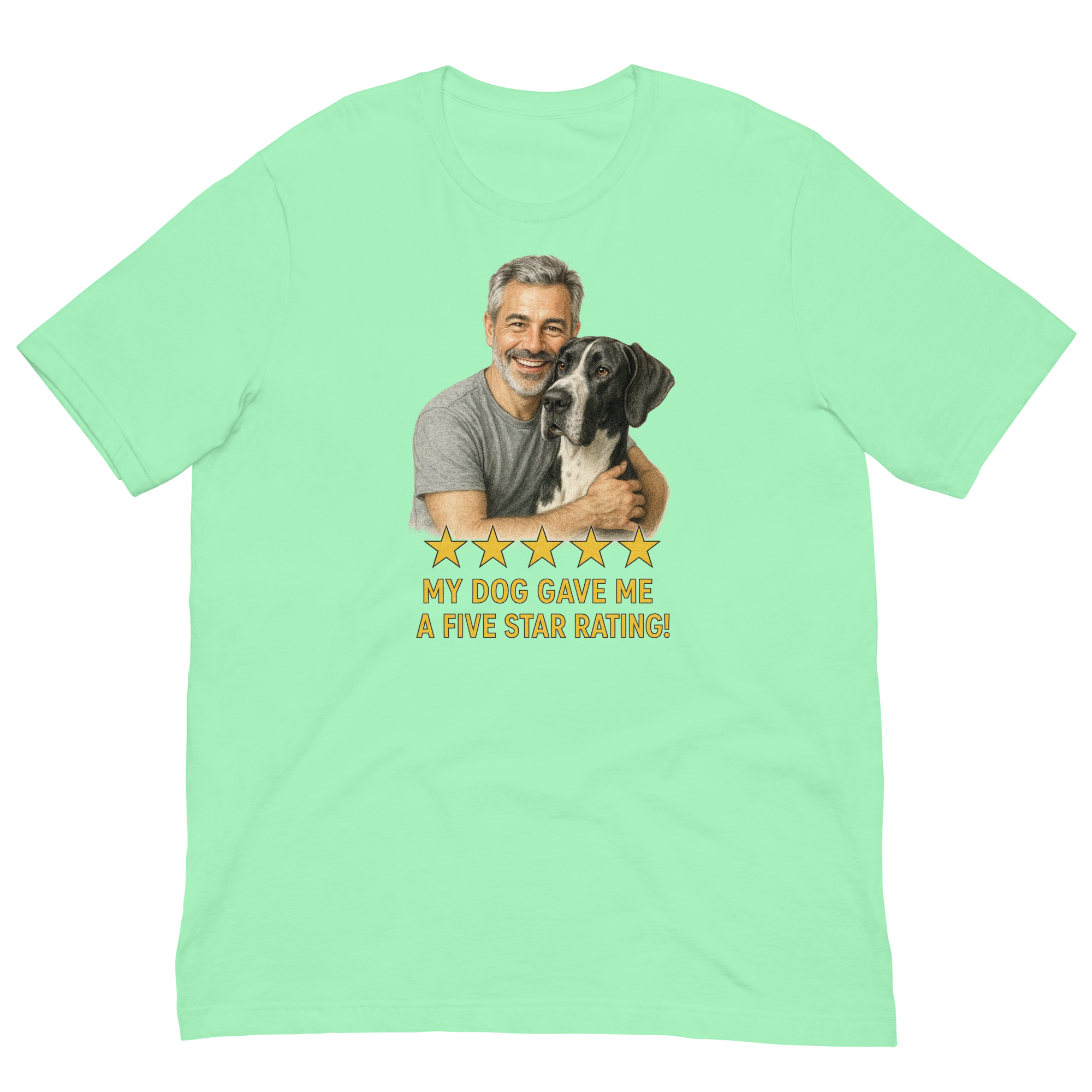 Salt & Pepper Man with Great Dane graphic tee.