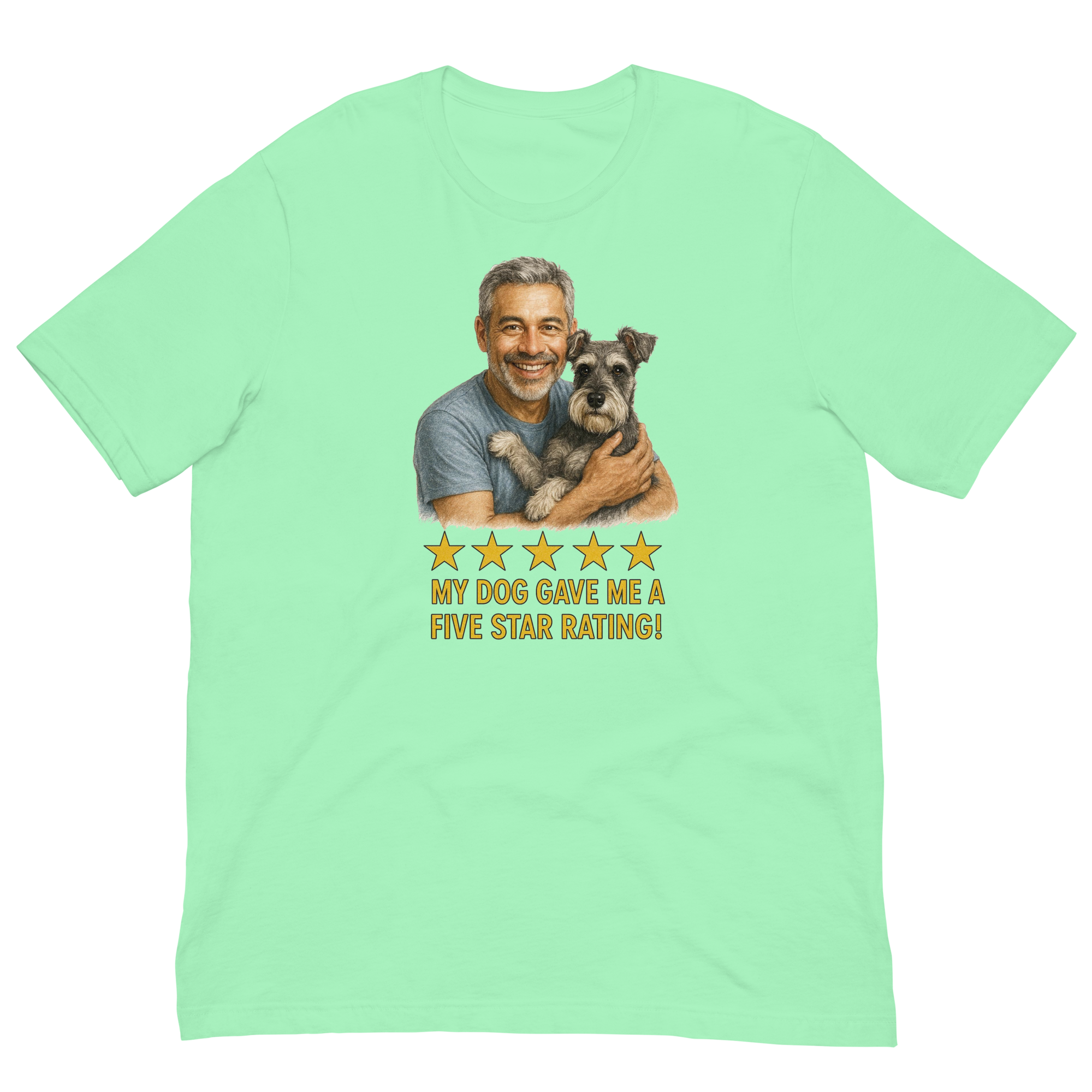 Salt & Pepper Man with Schnauzer graphic tee.