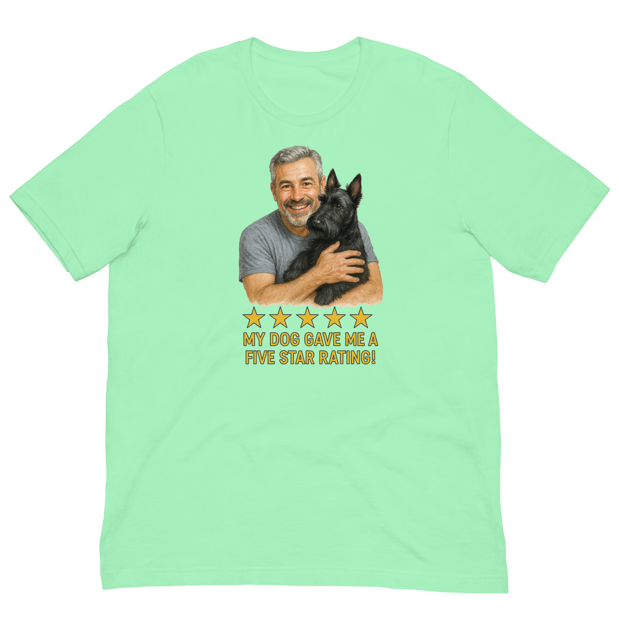Salt & Pepper Man with Scottie graphic tee.