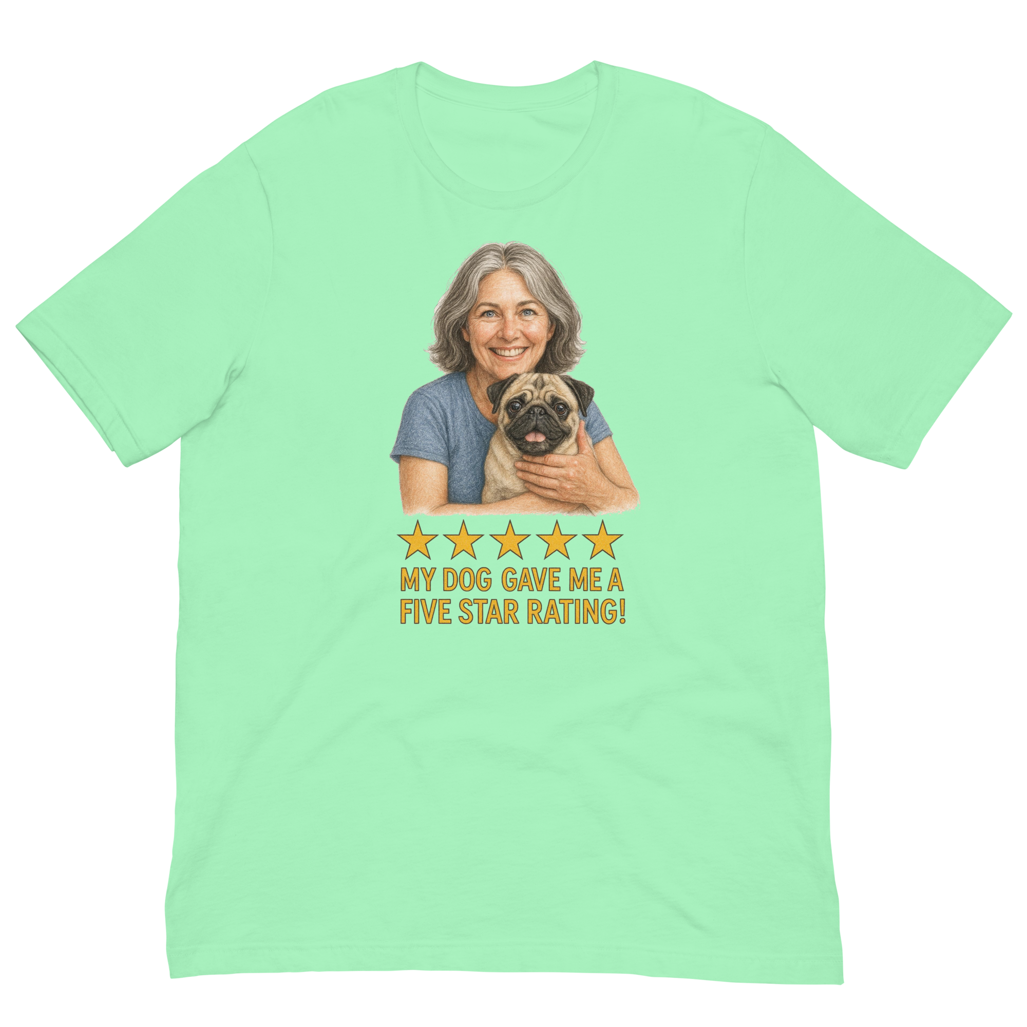 Salt & Pepper Woman with Pug graphic tee - mint