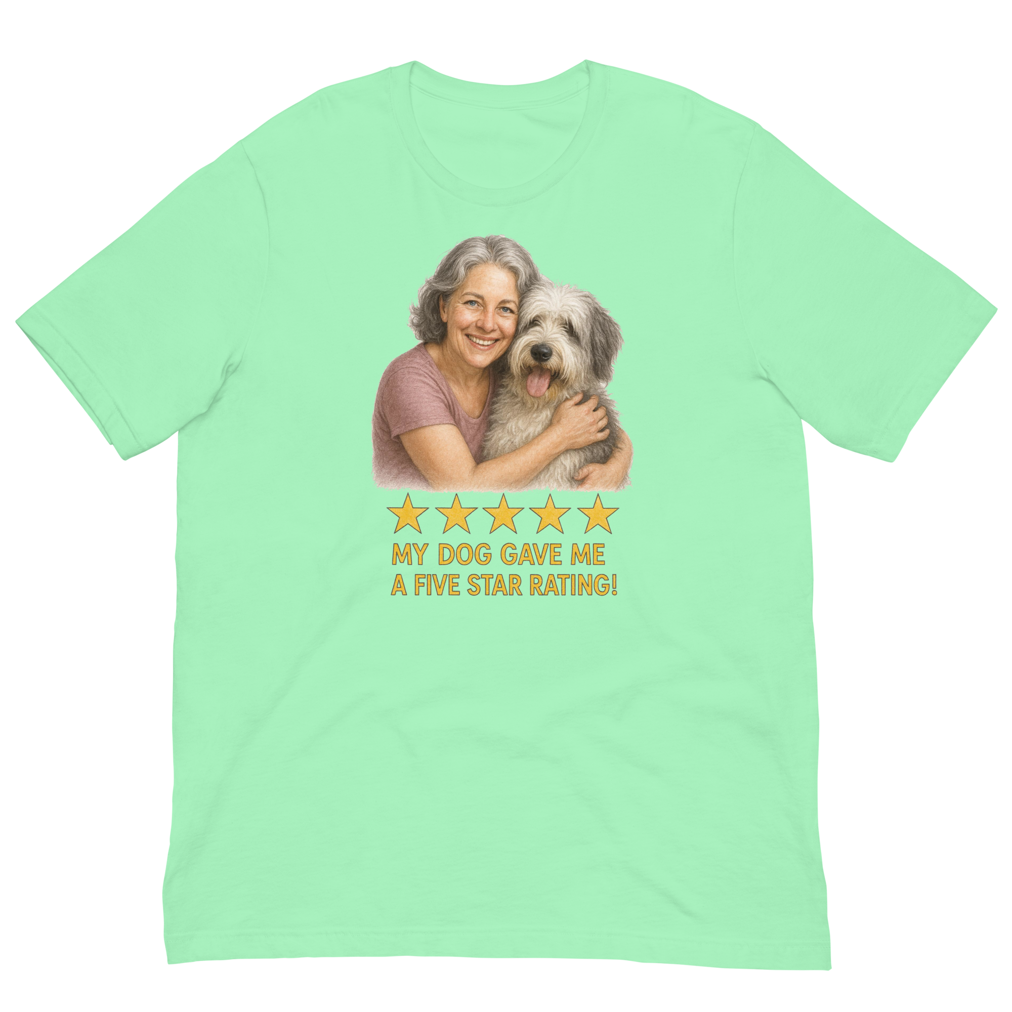 Salt & Pepper Woman with Sheepdog graphic tee - mint