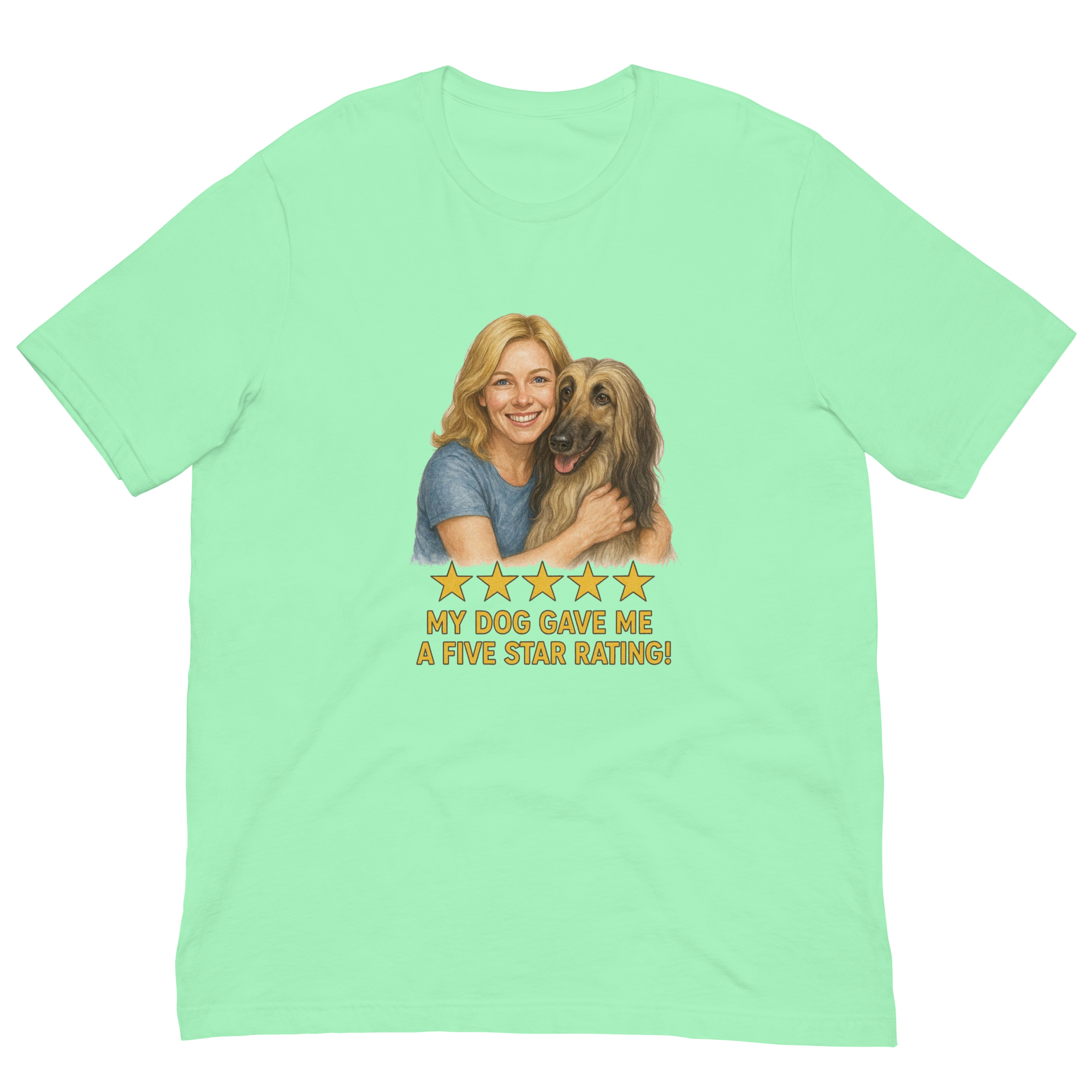 Blonde Woman with Afghan Hound graphic tee - mint