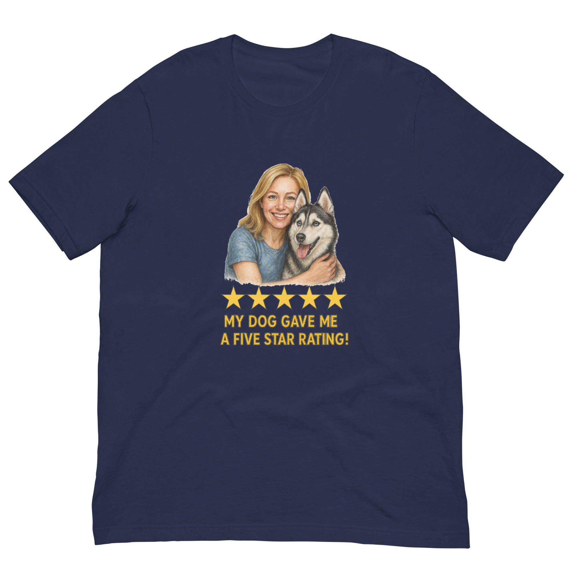 Blonde Woman with Alaskan Husky graphic tee - navy