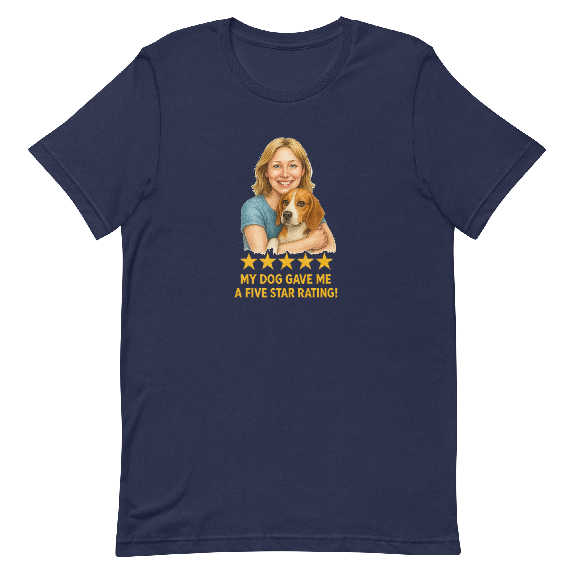 Blonde Woman with Beagle graphic tee - navy