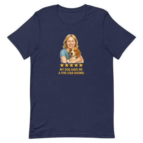 Blonde Woman with Beagle graphic tee - navy
