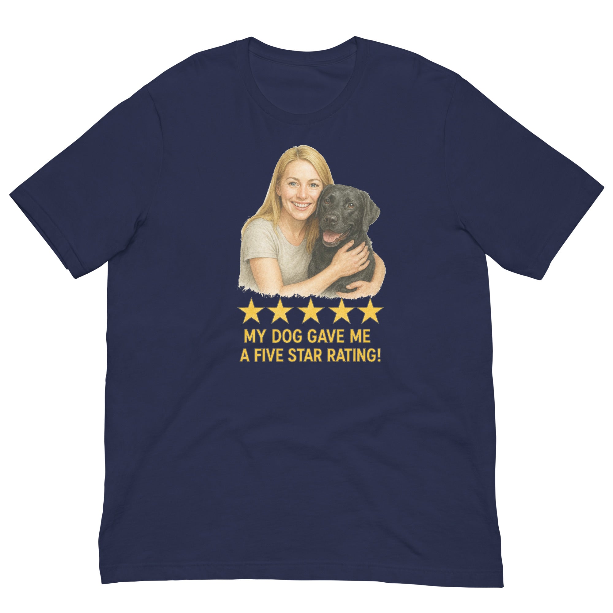 Blonde Woman with Black Labrador graphic tee - navy