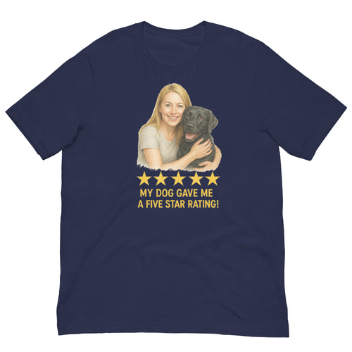 Blonde Woman with Black Labrador graphic tee - navy