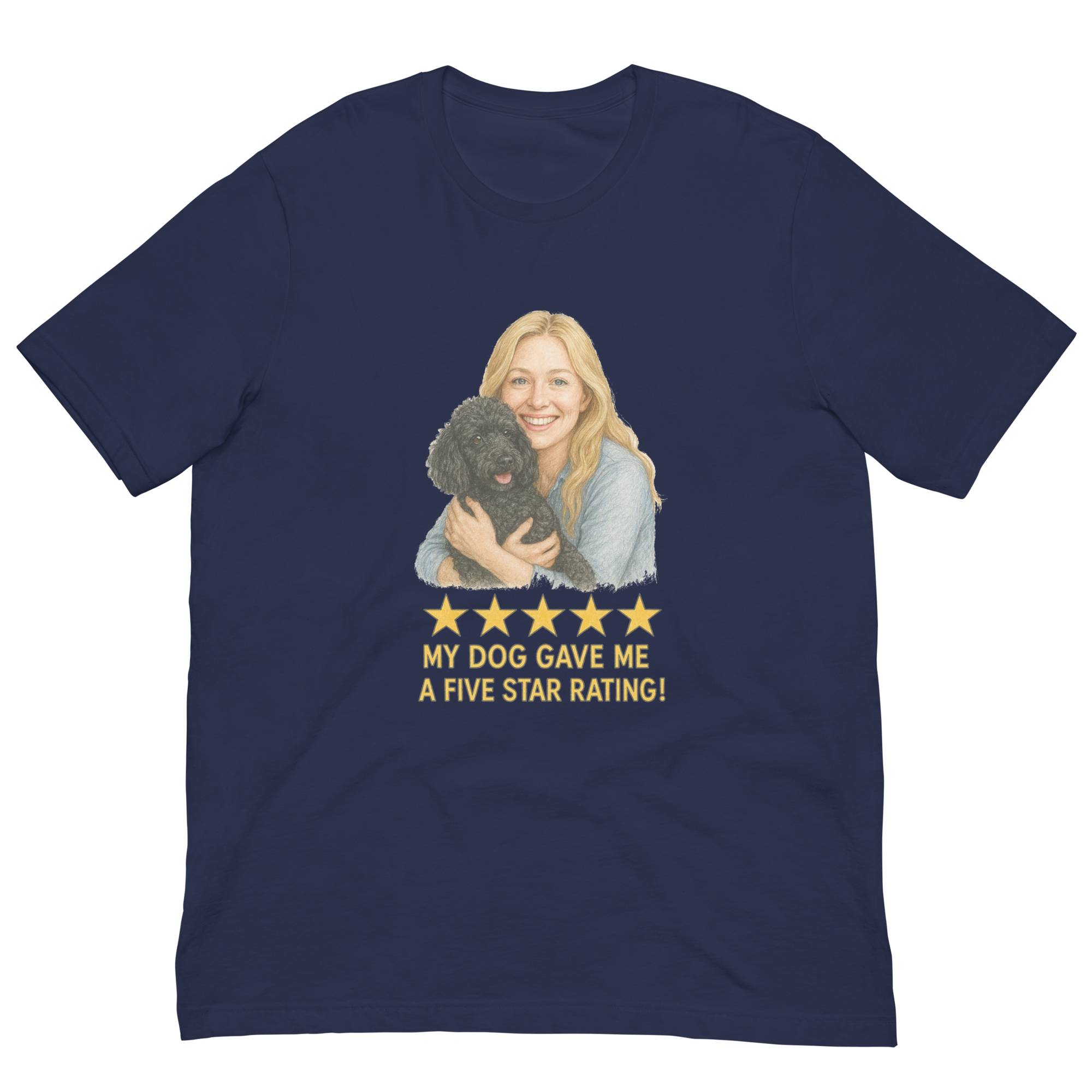 Blonde Woman with Black Poodle graphic tee - navy