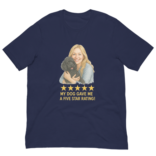 Blonde Woman with Black Poodle graphic tee - navy