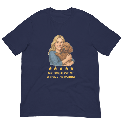 Blonde Woman with Brown Poodle graphic tee - navy