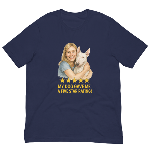 Blonde Woman with Bull Terrier graphic tee - navy