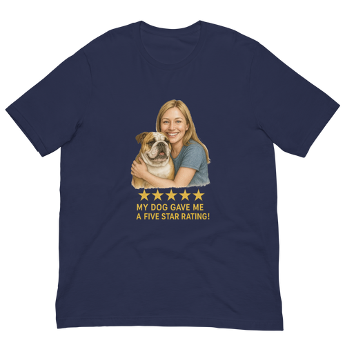 Blonde Woman with Bulldog graphic tee - navy