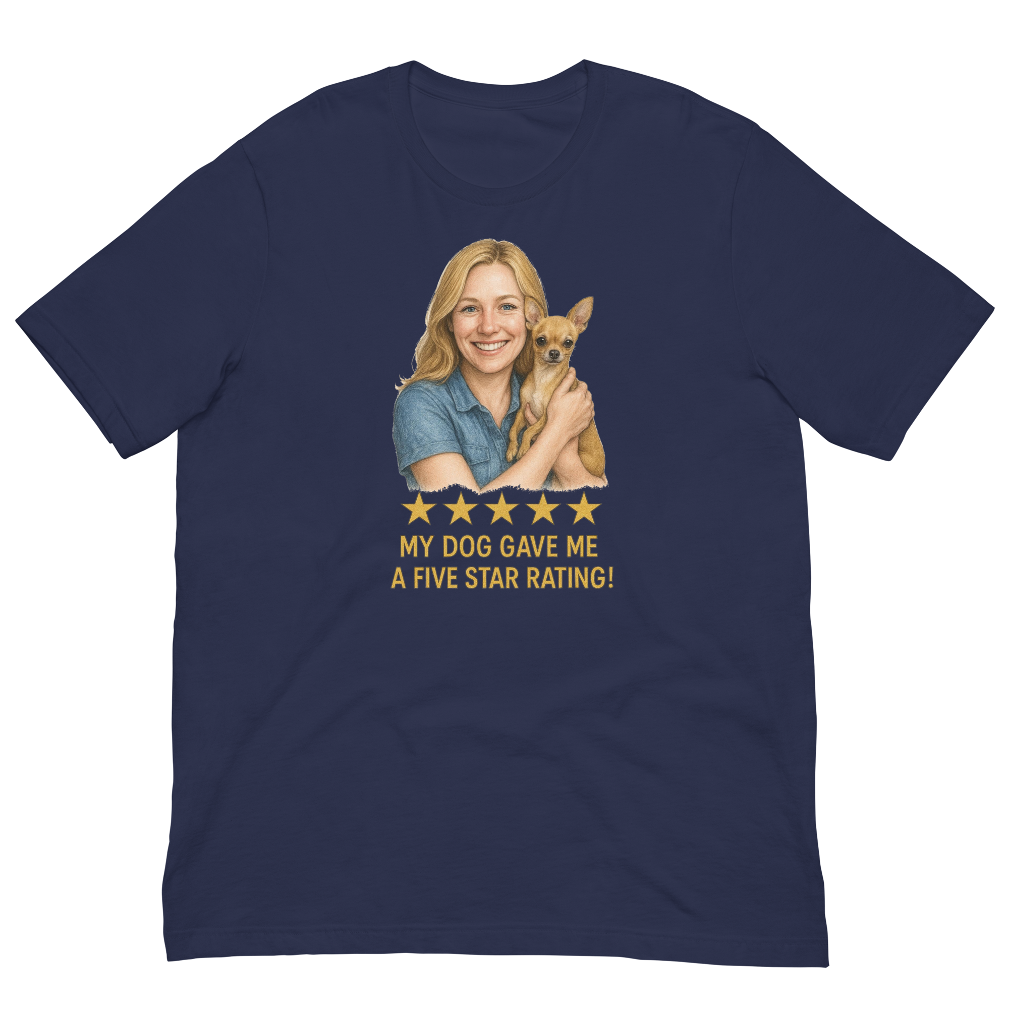 Blonde Woman with Chihuahua graphic tee - navy