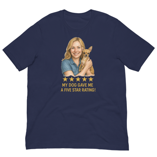 Blonde Woman with Chihuahua graphic tee - navy