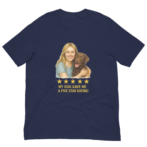 Blonde Woman with Chocolate Labrador graphic tee - navy