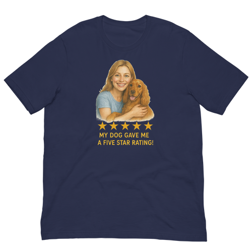 Blonde Woman with Cocker Spaniel graphic tee - navy