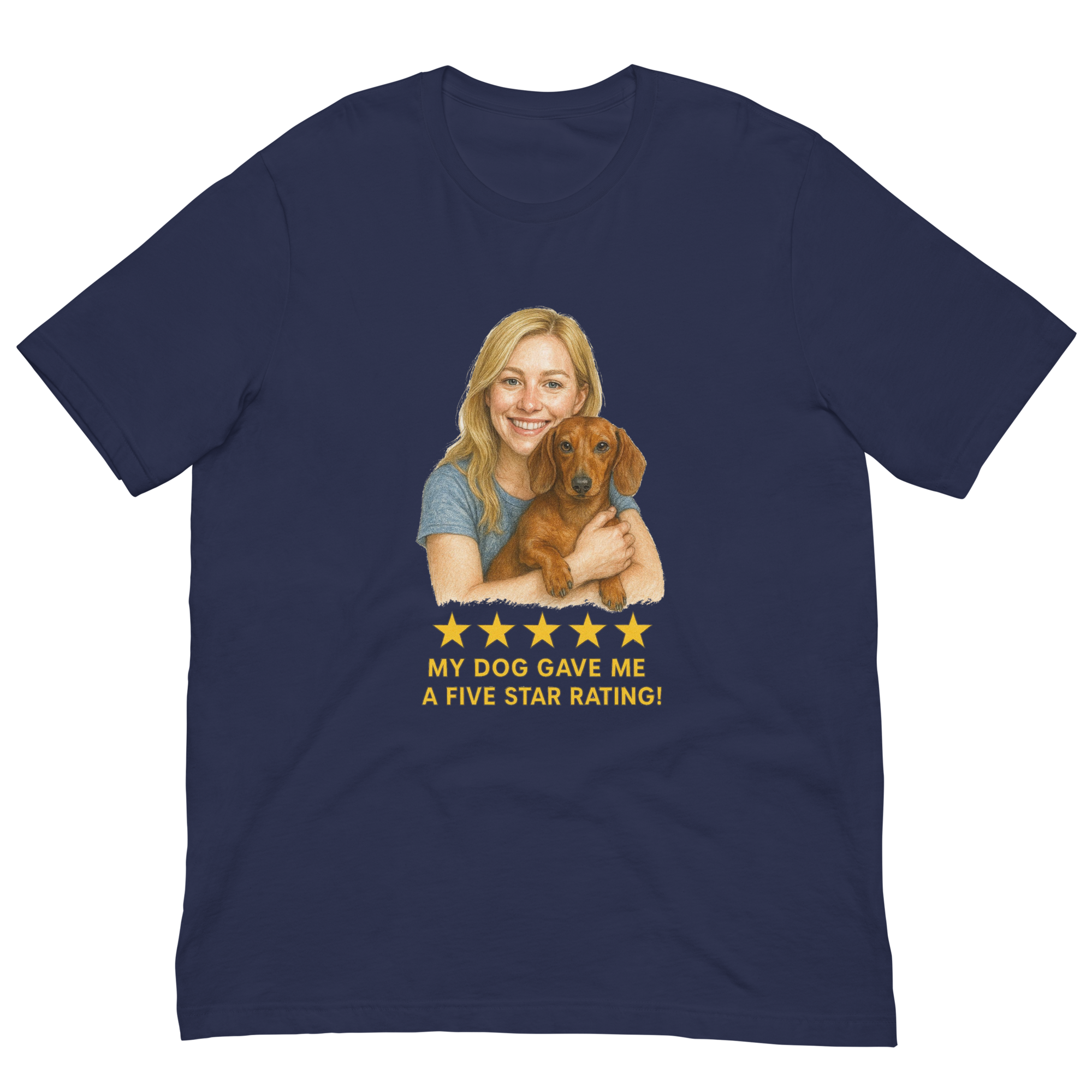 Blonde Woman with Dachshund graphic tee - navy