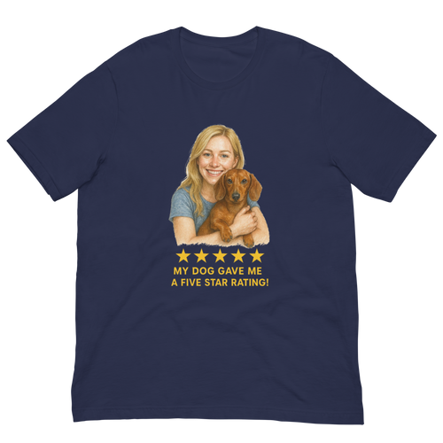 Blonde Woman with Dachshund graphic tee - navy