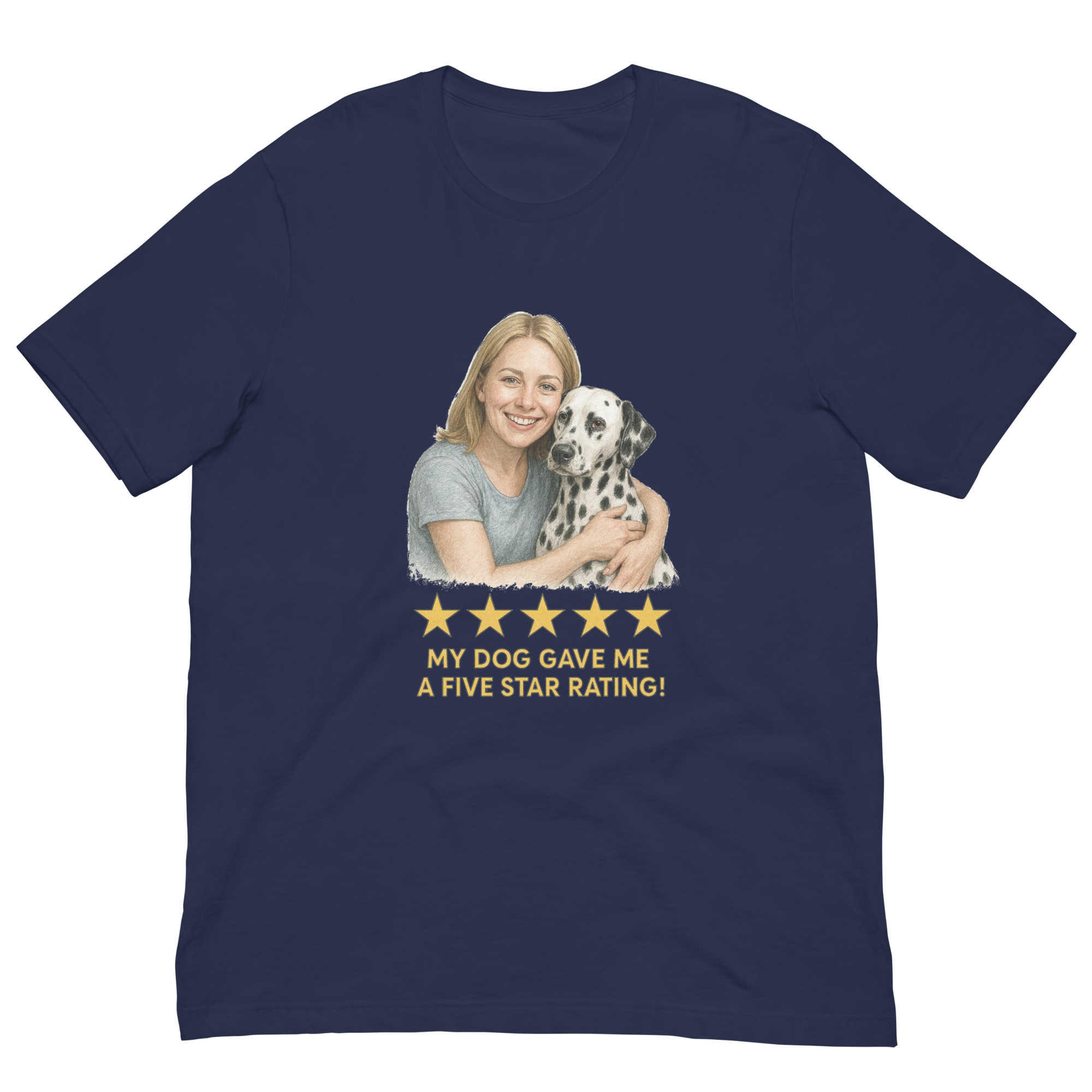 Blonde Woman with Dalmatian graphic tee - navy