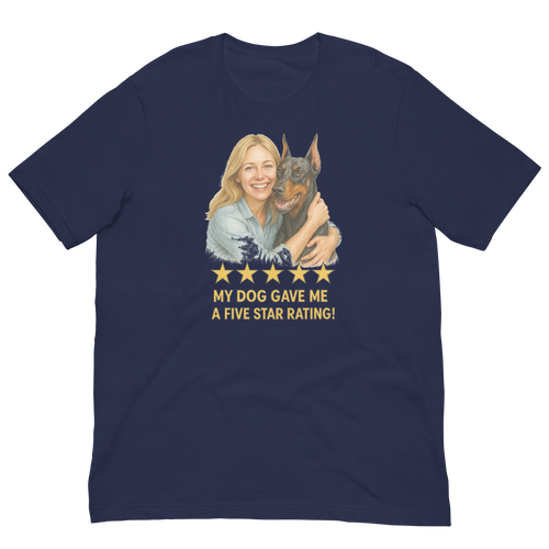 Blonde Woman with Doberman Pinscher graphic tee - navy
