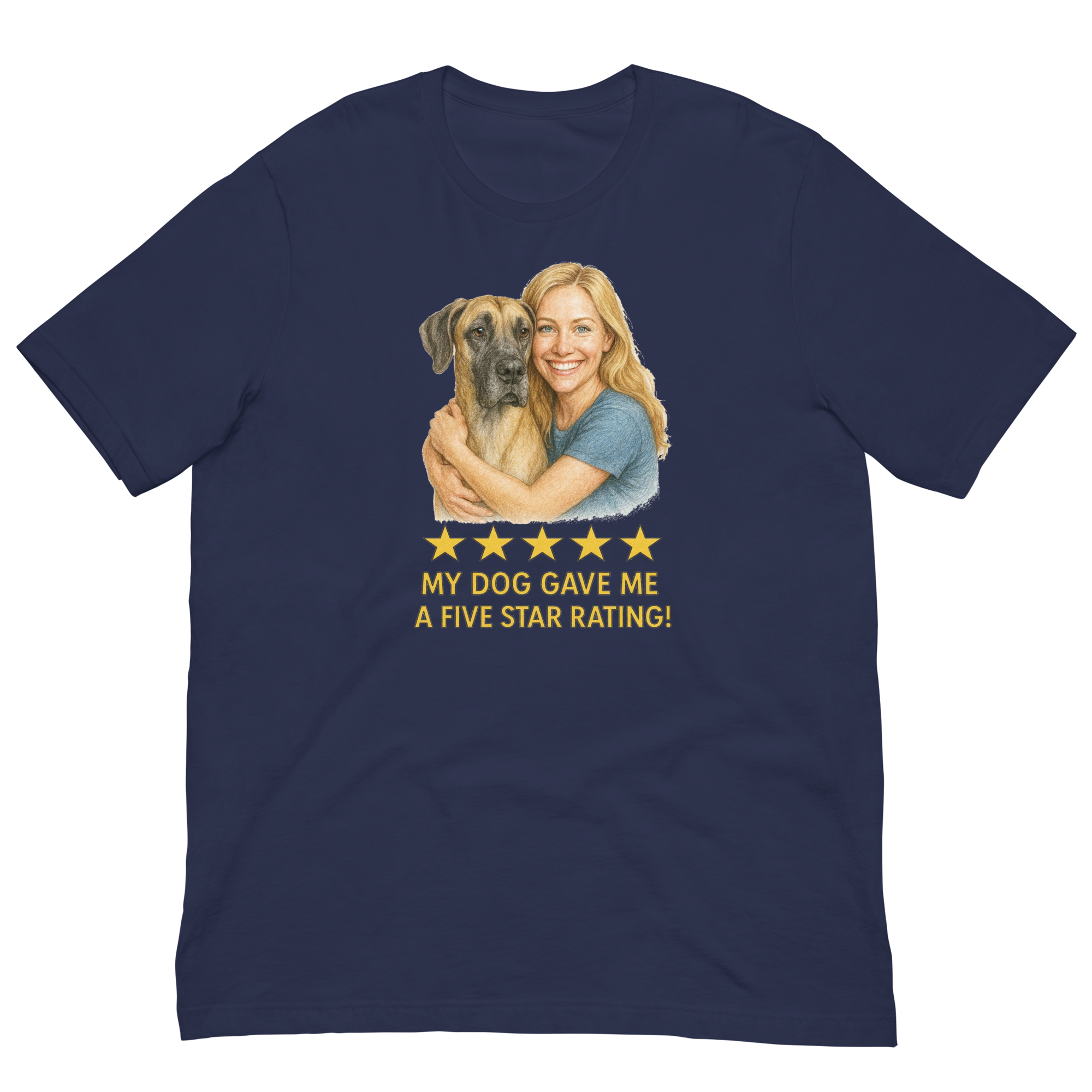 Blonde Woman with Great Dane graphic tee - navy