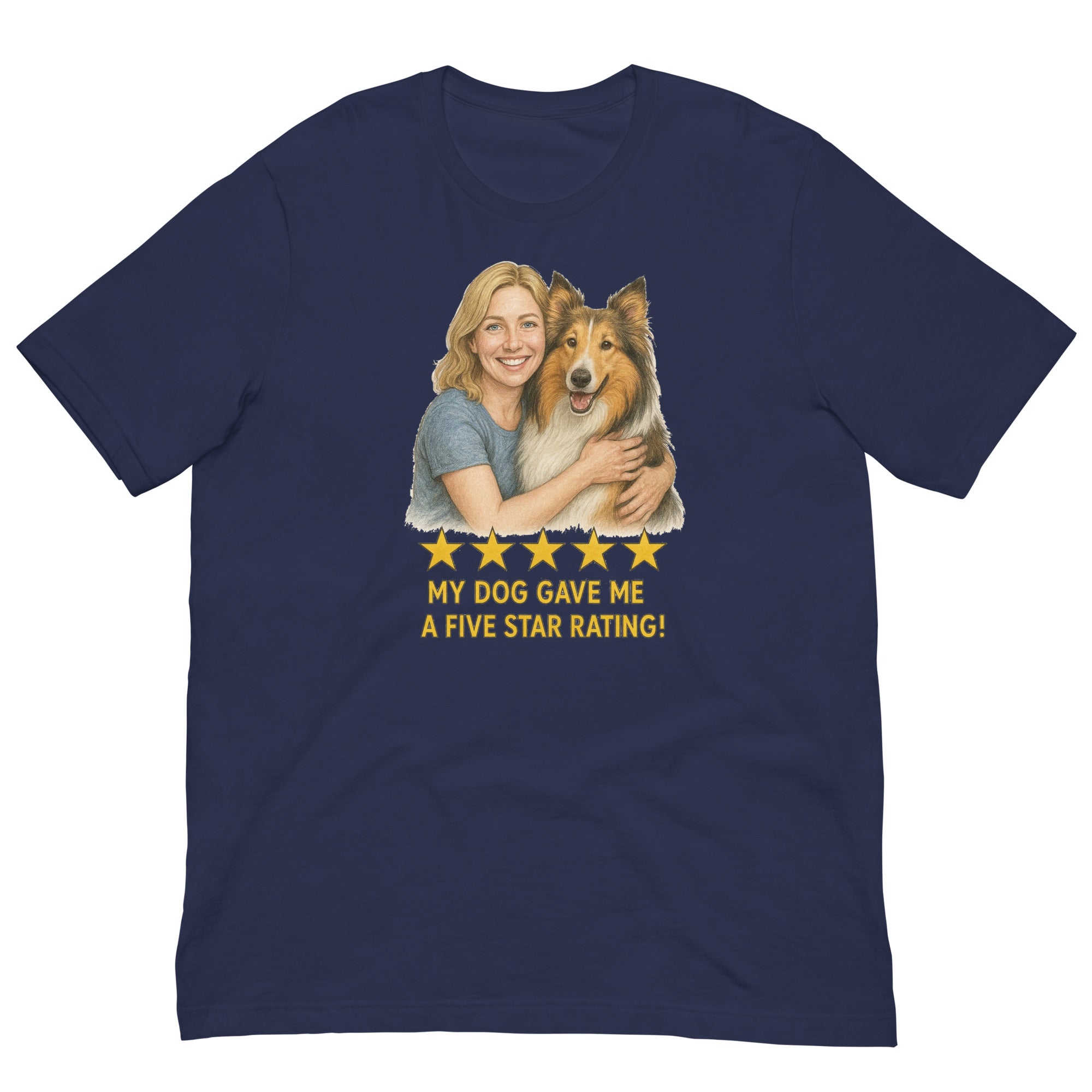 Blonde Woman with Collie graphic tee - navy