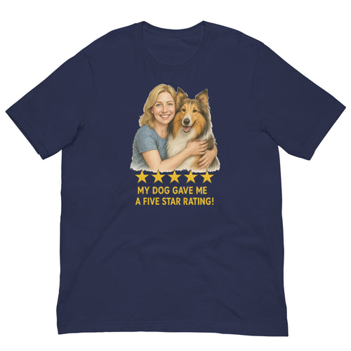 Blonde Woman with Collie graphic tee - navy