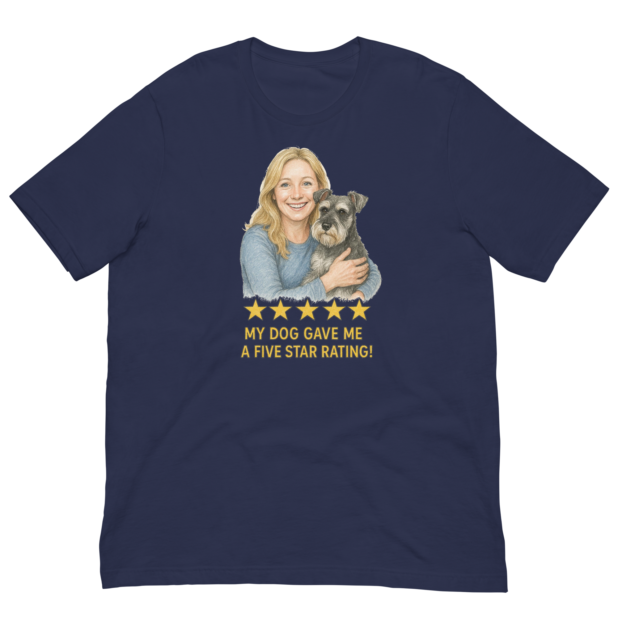 Blonde Woman with Schnauzer graphic tee - navy