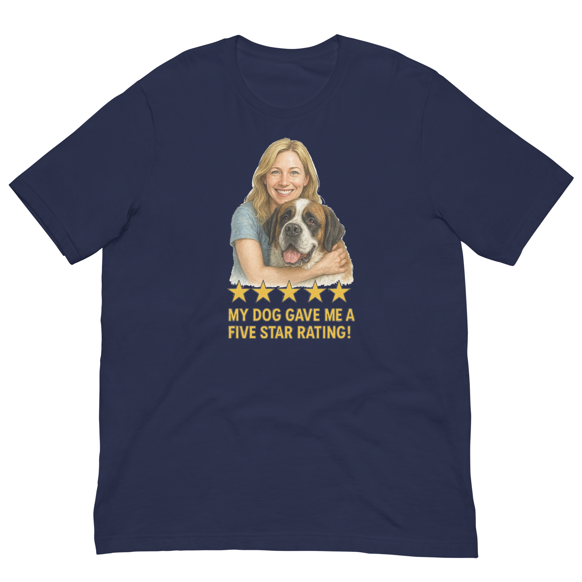 Blonde Woman with Saint Bernard graphic tee - navy