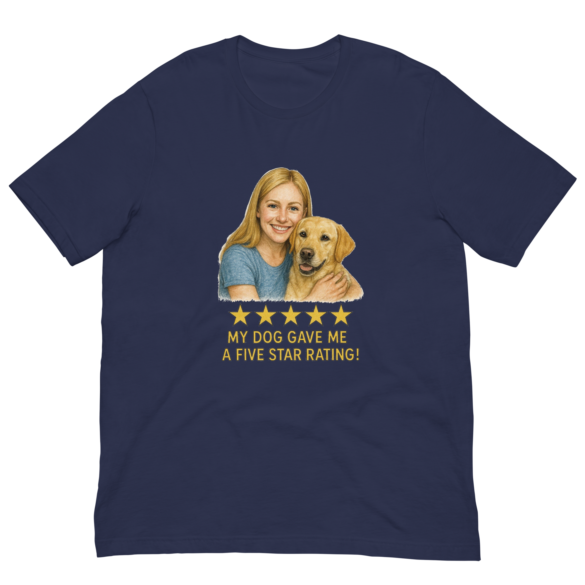 Blonde Woman with Yellow Labrador graphic tee - navy