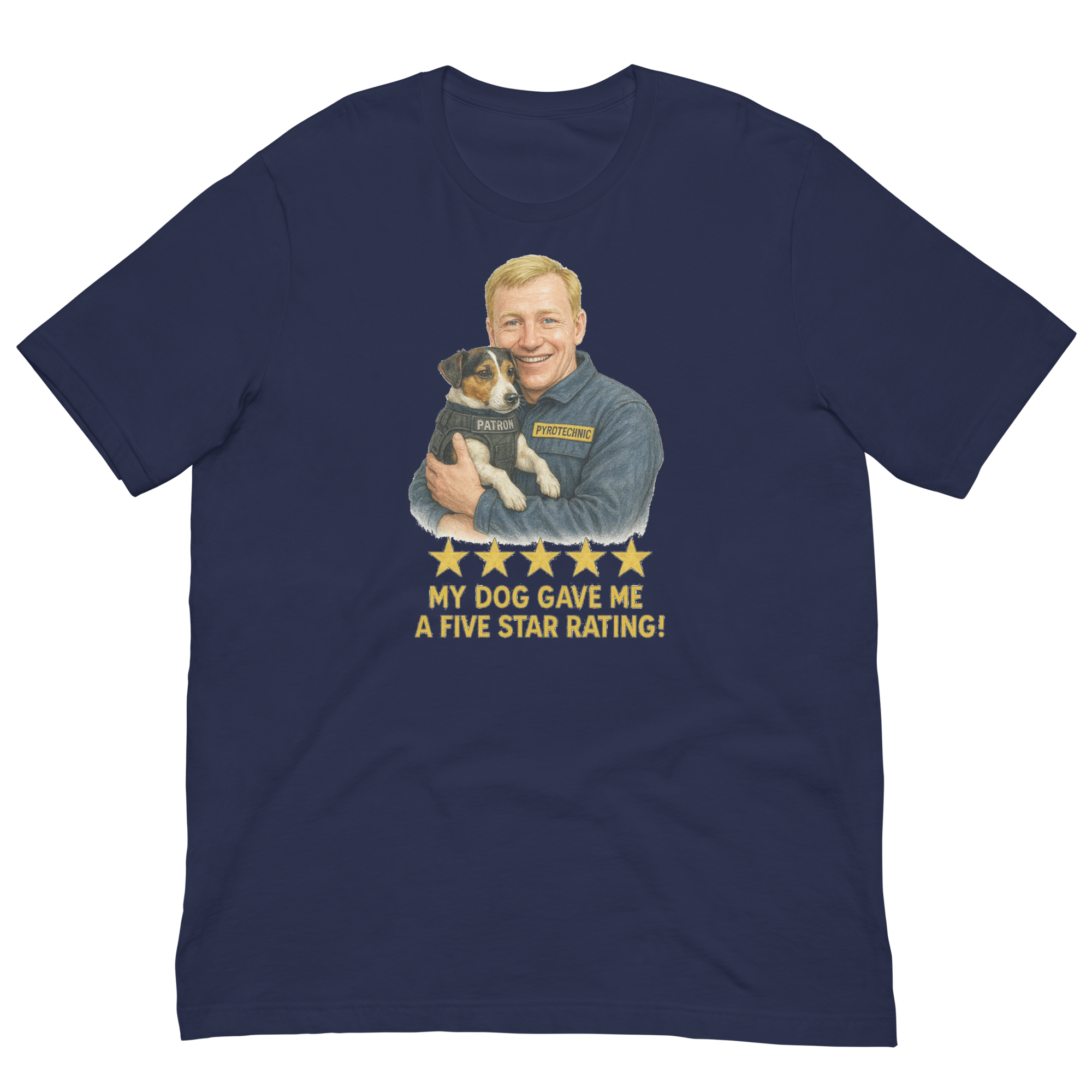 Blonde Man with Patron graphic tee.