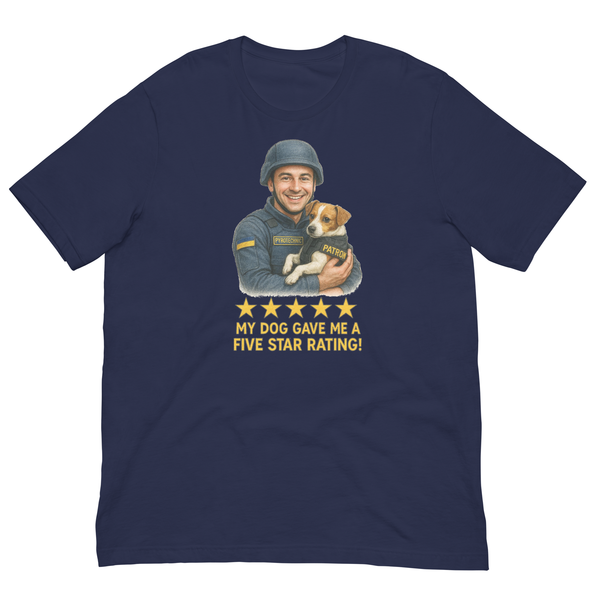 Brunette Man with Patron graphic tee.